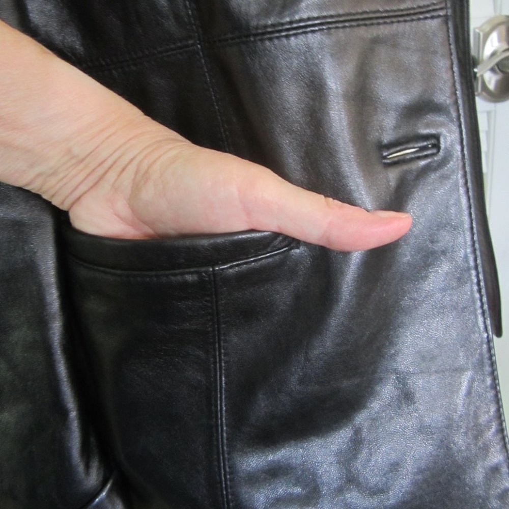 Bebe - Black Leather Three Button Closure Soft Le… - image 2